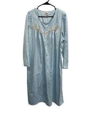 Croft & Barrow Vintage Embroidered Lace Long Sleeve Nightgown Blue Sz 1X Sleep
